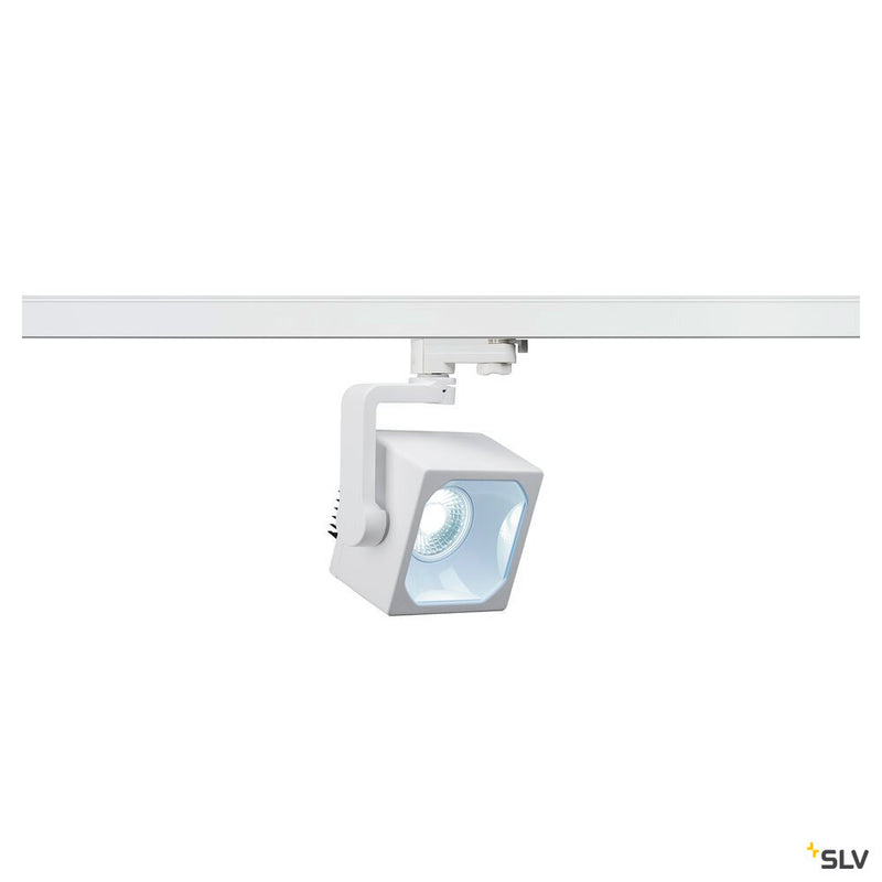 SLV 152781 EURO CUBE, spot for 240V 3-phase track, LED, 4000 K, white, 60°, incl. 3-phase adapter