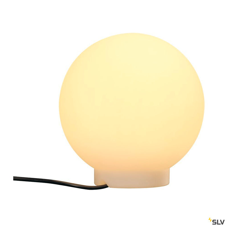 SLV 227219 ROTOBALL FLOOR 25, outdoor floor stand, TC-(D,H,T,Q)SE, IP44, ball, white, Ø 25 cm, max. 24 W