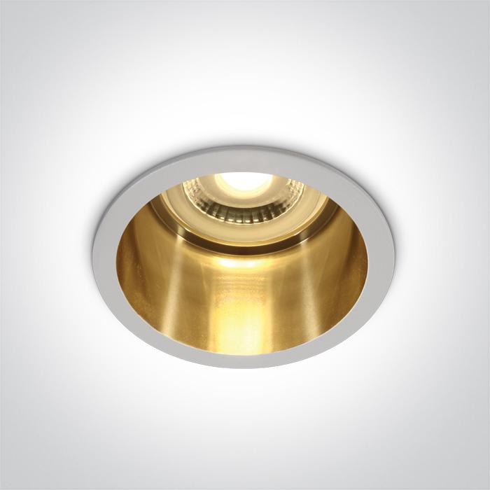 Spotlight White-Gold Circular Replaceable lamp 50W Aluminium One Light SKU:10105D8/W/GL - Toplightco