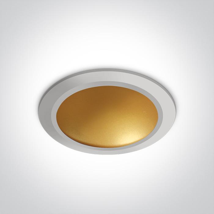 LED Downlight White-Brass Circular Warm White LED built in 800lm 16W Die Cast One Light SKU:10116FD/W/BS - Toplightco