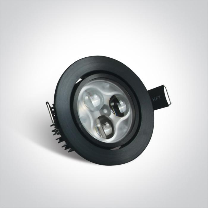 LED Spotlight Black Circular Warm White LED 135lm Aluminium One Light SKU:11103N/B/W/35 - Toplightco