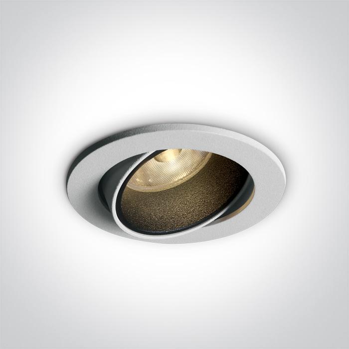 LED Spotlight White Circular Warm White LED 550lm Aluminium One Light SKU:11107K/W/W - Toplightco