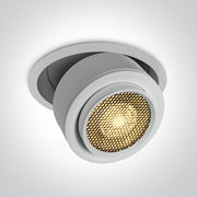 White 28W LED zoomable 15°-45° adjustable downlight with removable honeycomb. 



Supplied with 750mA driver. 



 One Light SKU:11128G/W/W