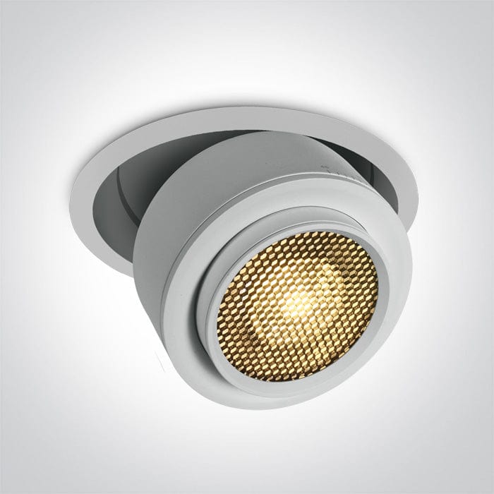 White 28W LED zoomable 15°-45° adjustable downlight with removable honeycomb. 



Supplied with 750mA driver. 



 One Light SKU:11128G/W/W