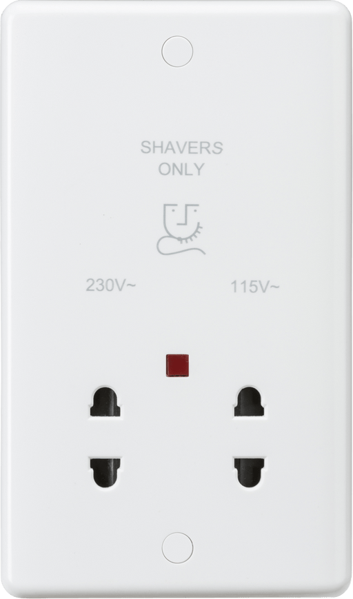 Curved Edge Dual Voltage Shaver Socket with Neon - Toplightco