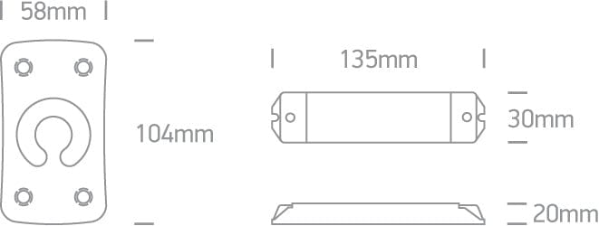 Remote controller for dimming any constant voltage 12V/24V

LED fitting including LED strips, LED lamps, LED modules.

50 meters range.

2 memory settings, dimming by touch.

 

 One Light SKU:20030