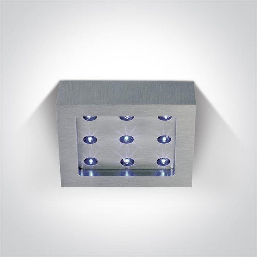 LED Spotlight Aluminium Rectangular Blue LED built in - 9x0,2W Natural Aluminium One Light SKU:50101/AL/BL - Toplightco