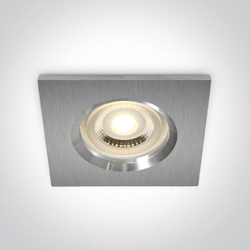 Aluminium IP65 Bathroom Recessed MR16 spotlight with GU10 lampholder. One Light SKU:50105R1/AL