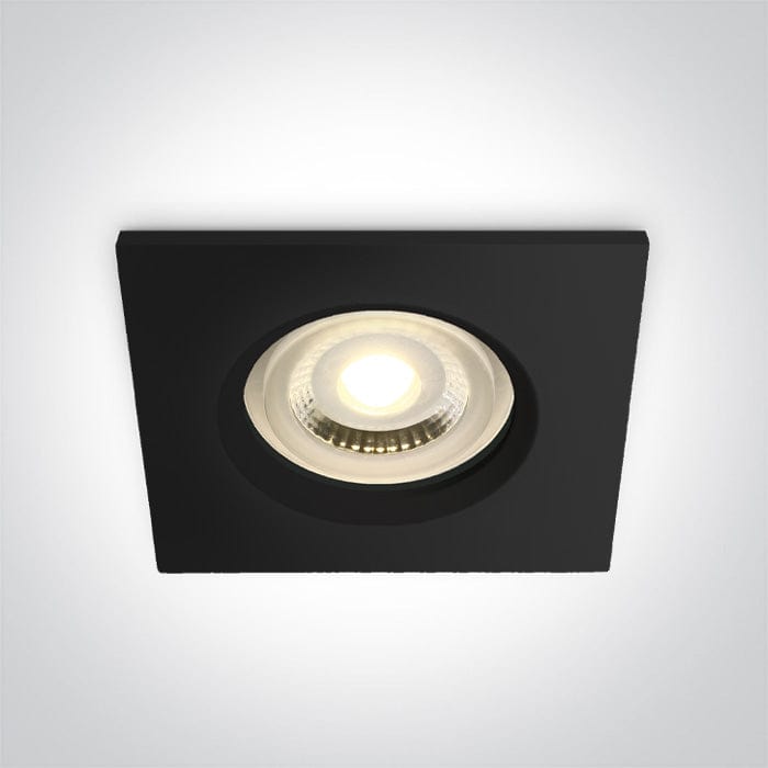 Black IP65 Bathroom Recessed MR16 spotlight with GU10 lampholder. One Light SKU:50105R1/B