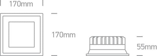 LED Downlight White Rectangular Cool White LED built in 1870lm 22W Die Cast One Light SKU:50122D/W/C - Toplightco