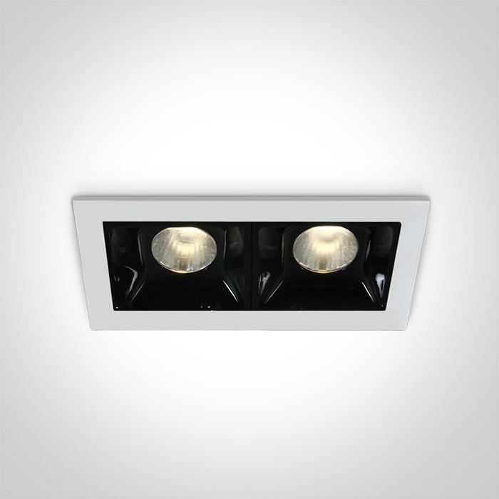LED Spotlight White Rectangular Warm White LED 2x160lm Die Cast One Light SKU:50202B/W/W - Toplightco