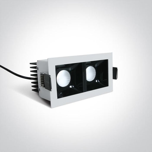 LED Spotlight White Rectangular Warm White LED 2x550lm Aluminium + Steel One Light SKU:50207B/W/W - Toplightco