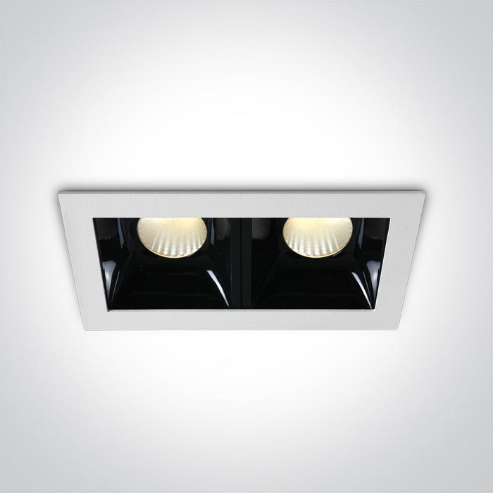 LED Spotlight White Rectangular Warm White LED 2x550lm Aluminium + Steel One Light SKU:50207B/W/W - Toplightco