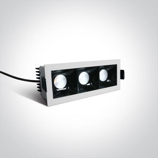 LED Spotlight White Rectangular Warm White LED 3x550lm Aluminium + Steel One Light SKU:50307B/W/W - Toplightco