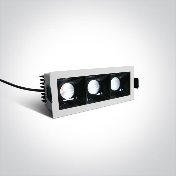 LED Spotlight White Rectangular Warm White LED 3x550lm Aluminium + Steel One Light SKU:50307B/W/W - Toplightco