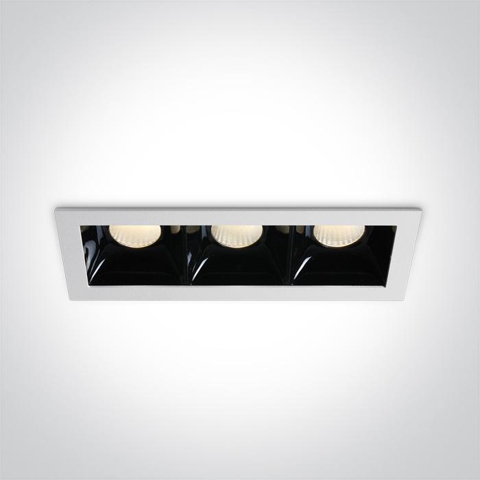 LED Spotlight White Rectangular Warm White LED 3x550lm Aluminium + Steel One Light SKU:50307B/W/W - Toplightco