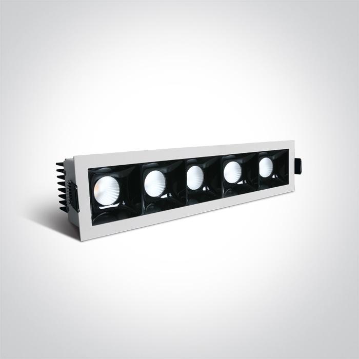 LED Spotlight White Rectangular Warm White LED 5x550lm Aluminium + Steel One Light SKU:50507B/W/W - Toplightco