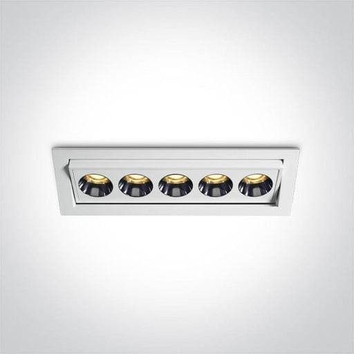 White 12W Adjustable Low Glare recessed spotlight, IP20.

Complete with 700mA driver.

 One Light SKU:51012H/W/W