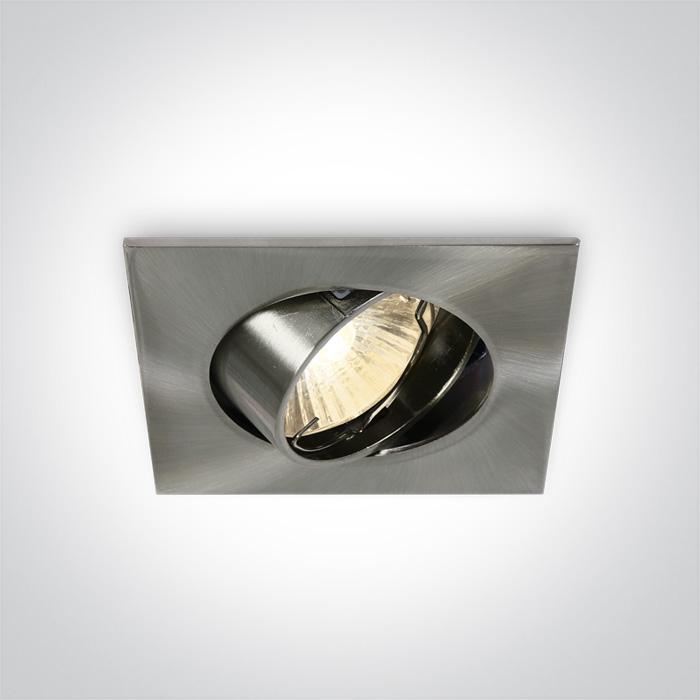 LED Spotlight Brushed Chrome Rectangular Replaceable lamp 50W Die Cast One Light SKU:51105GA/MC - Toplightco