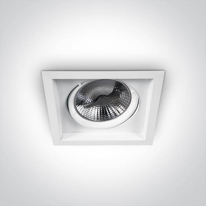 Downlight White Rectangular Aluminium One Light SKU:51110N/W - Toplightco