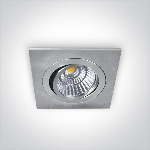 LED Spotlight Aluminium Rectangular Warm White LED 880lm Natural Aluminium One Light SKU:51112/AL/W - Toplightco