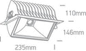 LED Downlight Black Rectangular Warm White LED built in 3400lm 40W Aluminium One Light SKU:51140/B/W - Toplightco