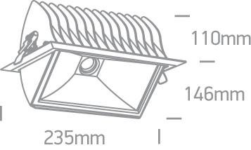 LED Downlight Black Rectangular Warm White LED built in 3400lm 40W Aluminium One Light SKU:51140/B/W - Toplightco