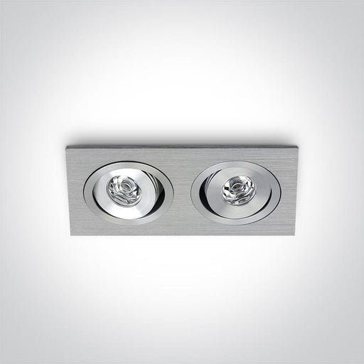LED Spotlight Aluminium Rectangular Daylight LED 2x60lm Natural Aluminium One Light SKU:51201AL/D/15 - Toplightco