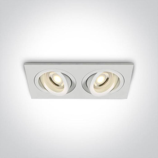 LED Spotlight White Rectangular Replaceable lamp 2x50W Aluminium One Light SKU:51205ABG/W - Toplightco