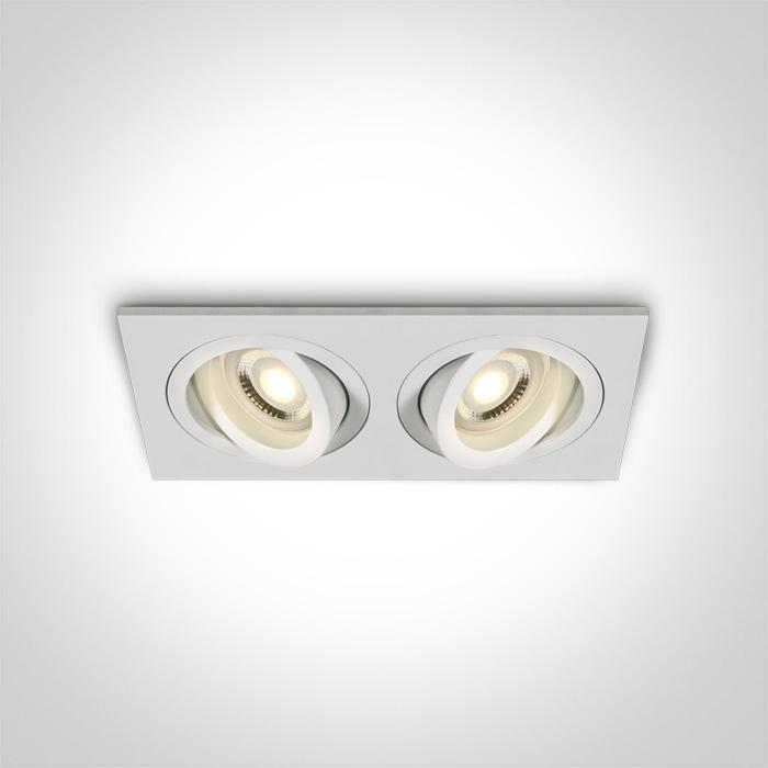 LED Spotlight White Rectangular Replaceable lamp 2x50W Aluminium One Light SKU:51205ABG/W - Toplightco