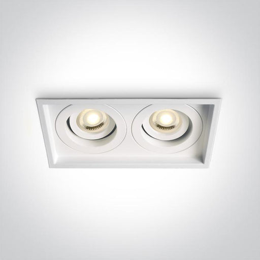 LED Spotlight White Rectangular Replaceable lamp 2x50W Die Cast One Light SKU:51205N/W - Toplightco