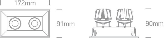 LED Spotlight Black Rectangular Warm White LED built in 2x820lm 2x11W Die Cast One Light SKU:51211C/B/W - Toplightco