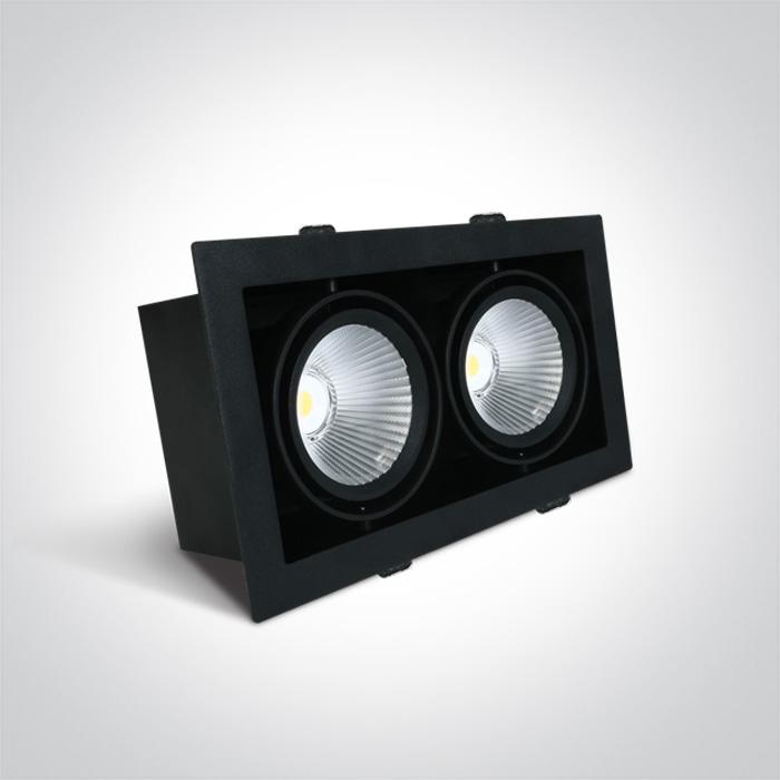 LED Downlight Black Rectangular Warm White LED built in 2x2600lm 2x30W Aluminium One Light SKU:51230/B/W - Toplightco