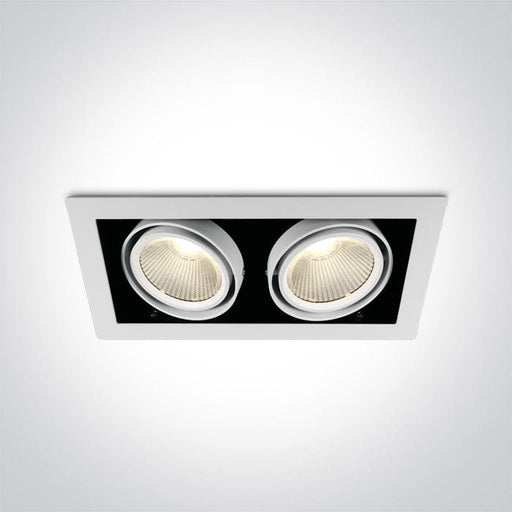 White Led 2x30w Warm White 38deg 230v Recessed Adjustable Downlight, Square - Toplightco