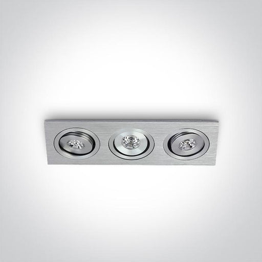 LED Spotlight Aluminium Rectangular Warm White LED 3x45lm Natural Aluminium One Light SKU:51301AL/W/35 - Toplightco