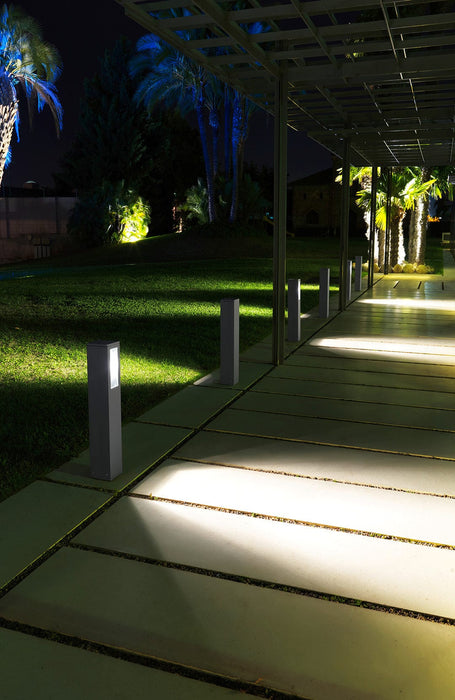 LEDS-C4 Outdoor bollard light ip66 way 600mm gu10 50w urban grey 55-9682-Z5-37 - Toplightco