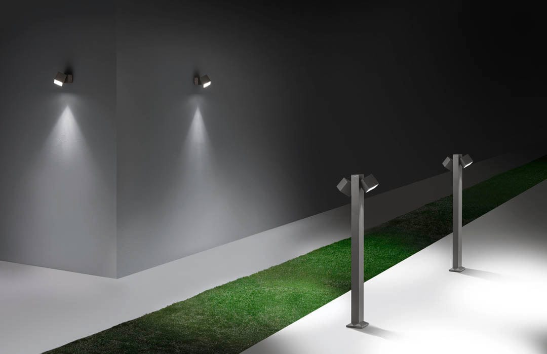 LEDS-C4 Outdoor bollard light ip65 cubus bollard led 22w 3000k urban grey 1031lm 55-9944-Z5-CL - Toplightco