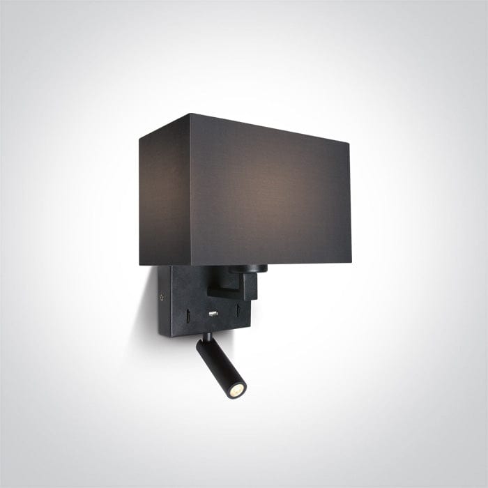 Wall Light Black Rectangular Warm White LED Replaceable lamp 150lm 3W LED + 12W E27 Metal One Light SKU:61120/B/W - Toplightco