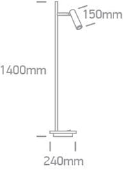Black Led Reading 3w + 8w Base Warm White Floor Lamp Ip20 230v - Toplightco