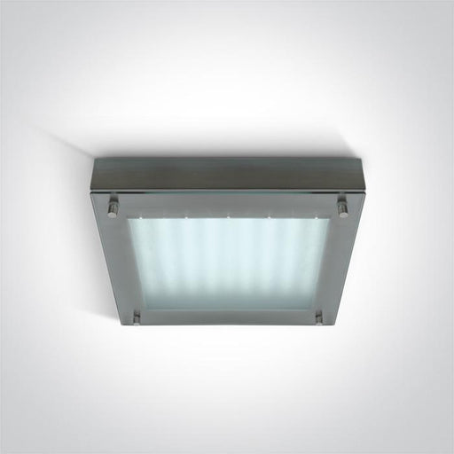 Ceiling Light Brushed Chrome Rectangular Warm White LED built in 30W Steel One Light SKU:62104/MC - Toplightco