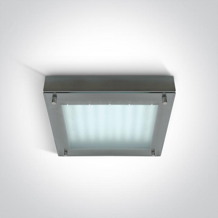 Ceiling Light Brushed Chrome Rectangular Warm White LED built in 30W Steel One Light SKU:62104/MC - Toplightco