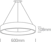 Pendant Light White Circular Warm White LED built in 2520lm 42W Aluminium One Light SKU:62142NB/W/W - Toplightco