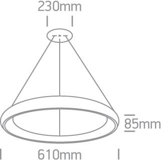 Pendant Light Black Circular Warm White LED built in 2750lm 50W Metal One Light SKU:62144NB/B/W - Toplightco