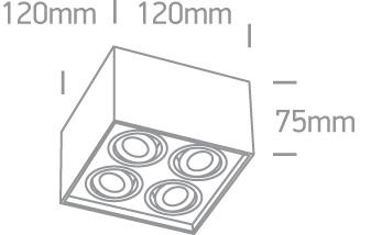 Wall & Ceiling Light Aluminium Rectangular Daylight LED built in 4x1W Natural Aluminium One Light SKU:62401AL/D/15 - Toplightco