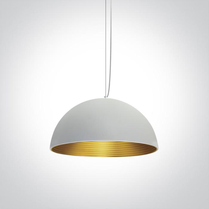 Pendant Light White-Brass Circular Replaceable lamp 20W Aluminium One Light SKU:63022/W/BS - Toplightco