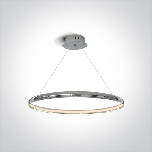 Pendant Light Chrome Circular Warm White LED built in 1000lm 19W Aluminium + Steel One Light SKU:63048/C - Toplightco