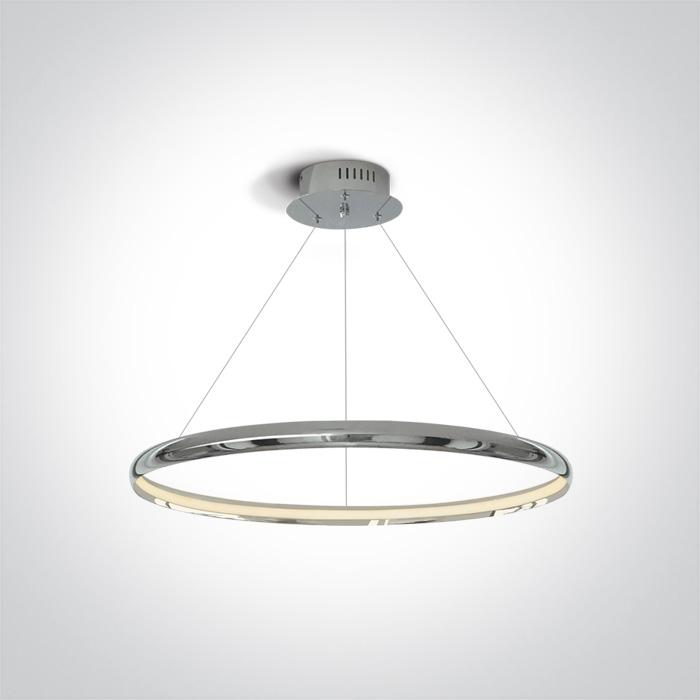 Pendant Light Chrome Circular Warm White LED built in 1000lm 19W Aluminium + Steel One Light SKU:63048/C - Toplightco