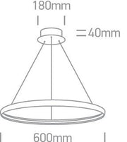 Pendant Light Black Circular Warm White LED built in 1000lm 19W Aluminium + Steel One Light SKU:63048/B - Toplightco