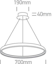 Pendant Light White Circular Warm White LED built in 2250lm 40W Aluminium + Steel One Light SKU:63050/W - Toplightco
