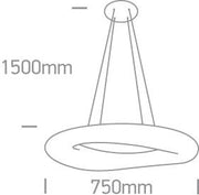 Pendant Light White Circular Warm White LED built in 6400lm 80W Metal One Light SKU:63110C/W - Toplightco